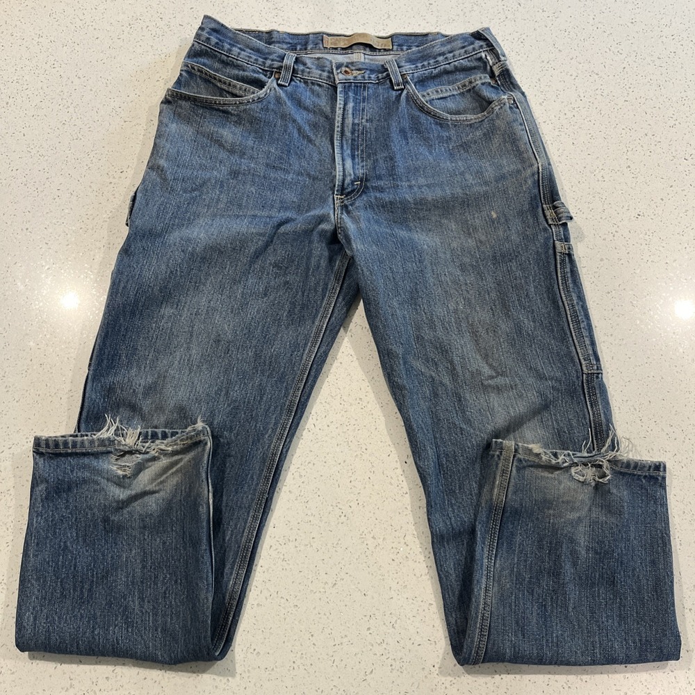 Levi's 550 Carpenter‎ Jeans Men's Size 34 32  Worn Thrashed Heel Drag
